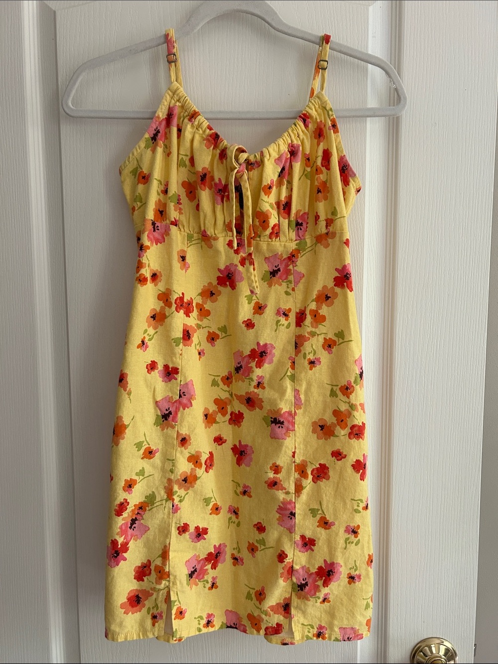 Wild Fable Junior Yellow Floral Spaghetti-Strap Dress Small